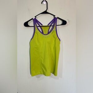 Brooks women’s distance 3.0 run happy tank neon yellow & purple size small